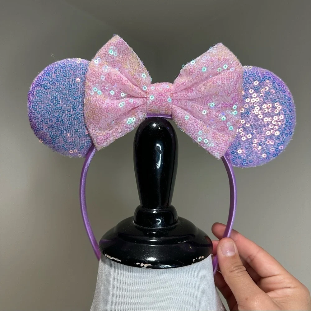Disney Sequin Minnie Mouse Ears Headband - Pink and Blue